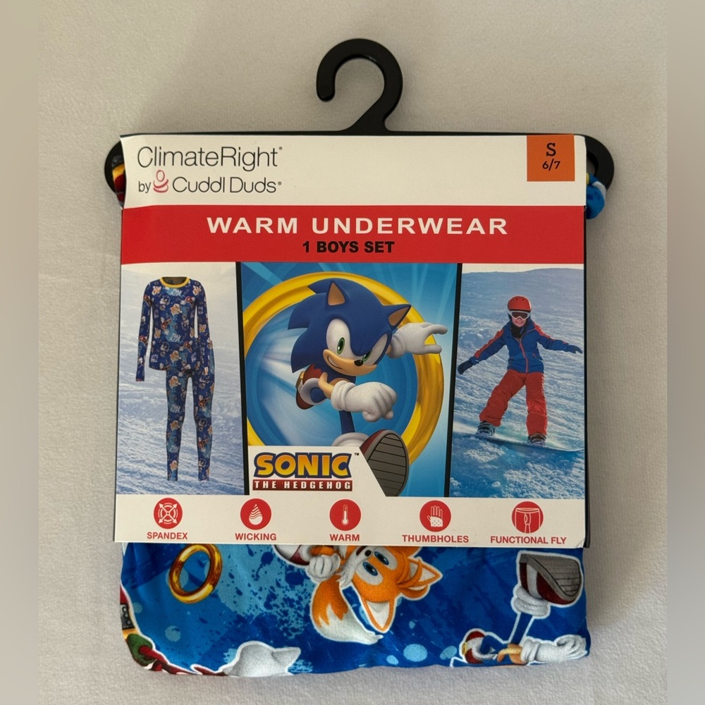 Cuddl Duds Climate Right Warm Underwear Sonic Hedgehog